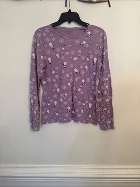croft & barrow Lavender Snowman Print Long-Sleeve Top
